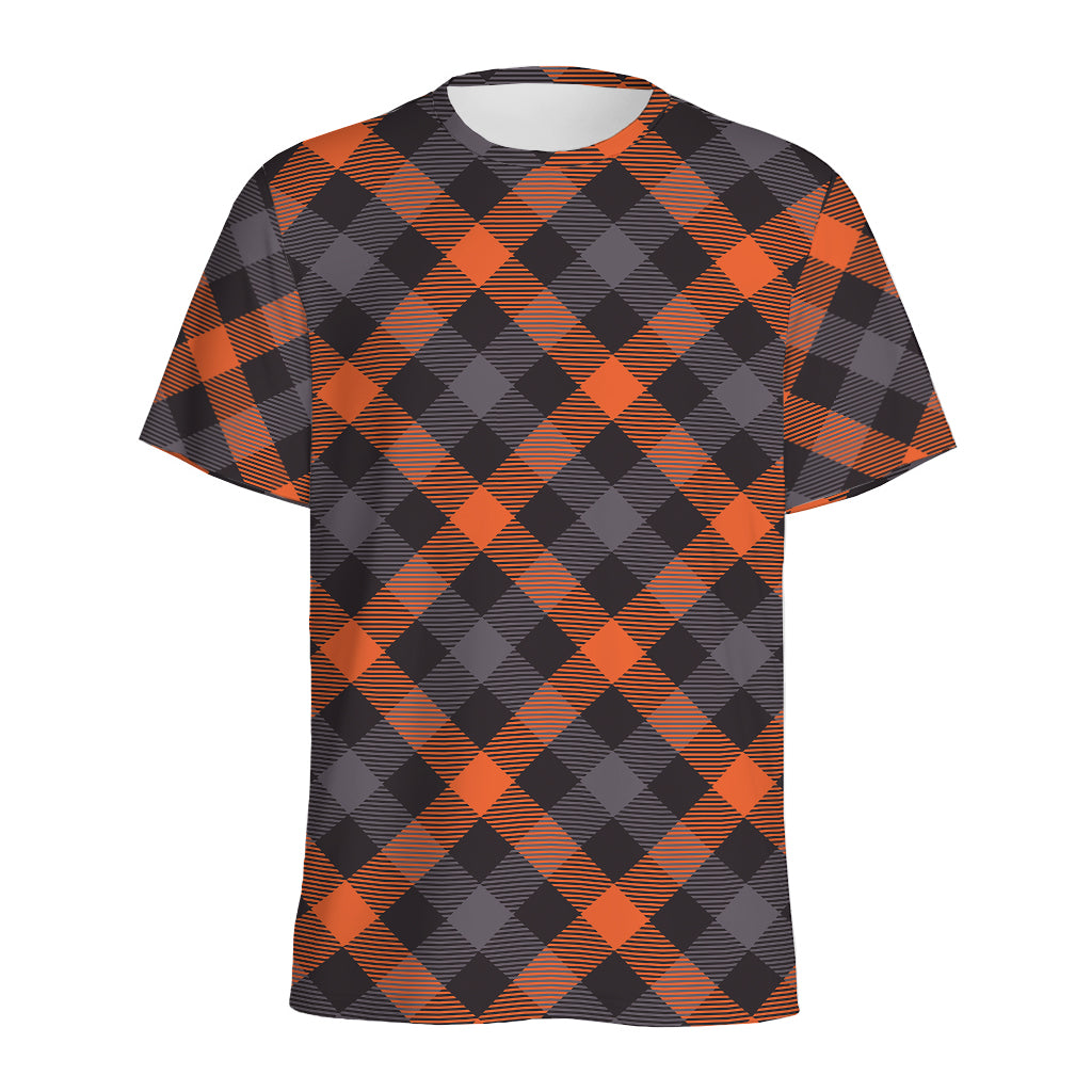 Halloween Buffalo Check Pattern Print Men's Sports T-Shirt