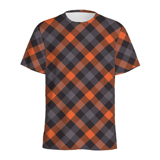 Halloween Buffalo Check Pattern Print Men's Sports T-Shirt