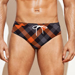 Halloween Buffalo Check Pattern Print Men's Swim Briefs