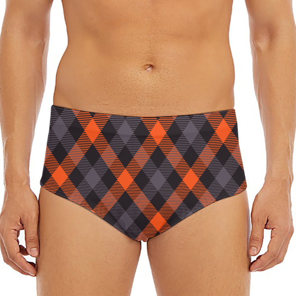 Halloween Buffalo Check Pattern Print Men's Triangle Swim Briefs