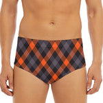 Halloween Buffalo Check Pattern Print Men's Triangle Swim Briefs