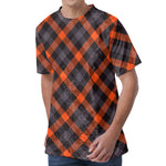 Halloween Buffalo Check Pattern Print Men's Velvet T-Shirt