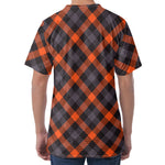 Halloween Buffalo Check Pattern Print Men's Velvet T-Shirt