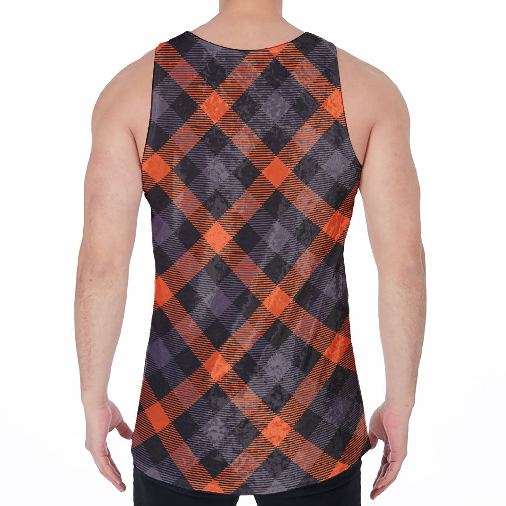 Halloween Buffalo Check Pattern Print Men's Velvet Tank Top