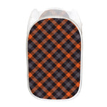 Halloween Buffalo Check Pattern Print Mesh Laundry Hamper
