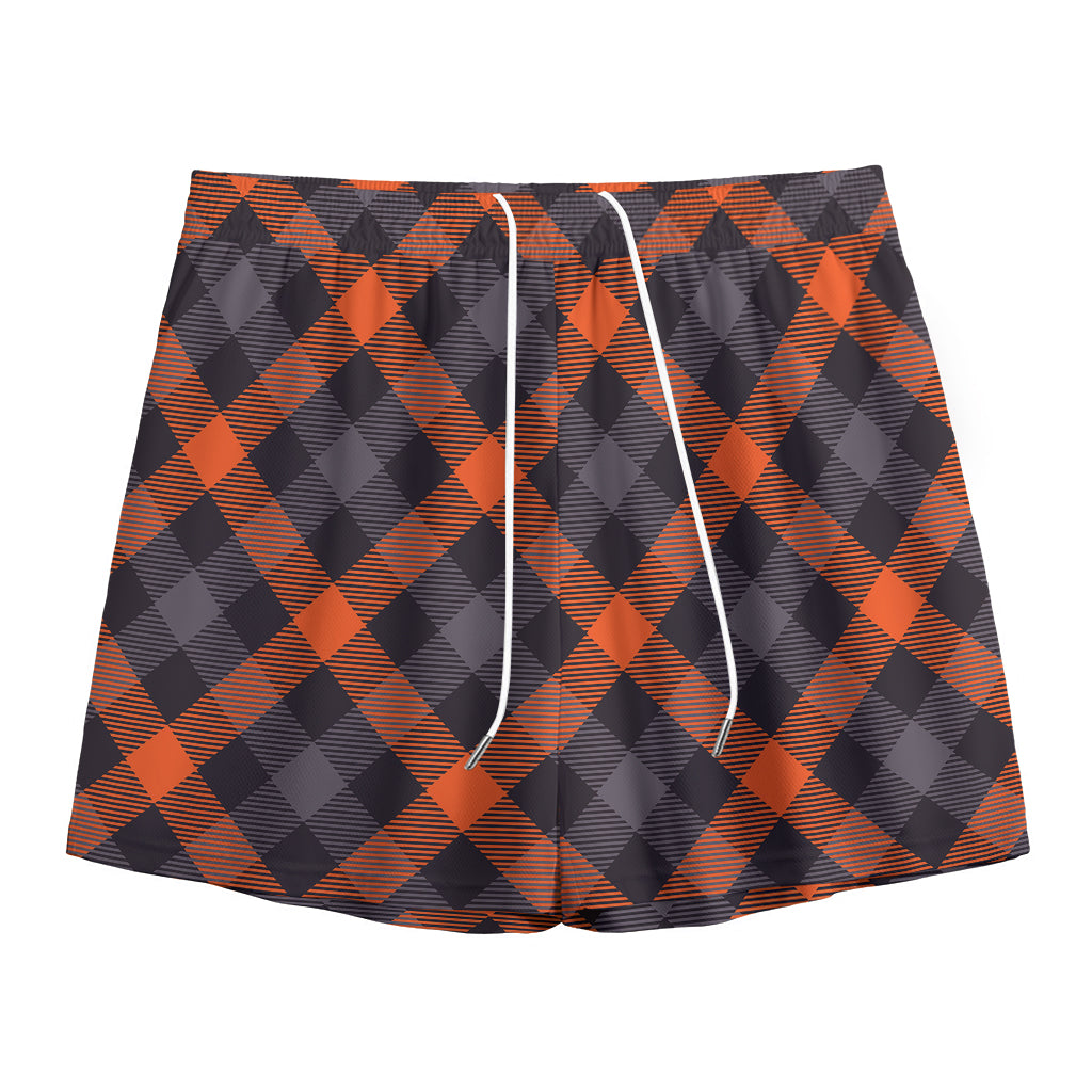 Halloween Buffalo Check Pattern Print Mesh Shorts