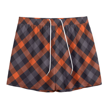 Halloween Buffalo Check Pattern Print Mesh Shorts
