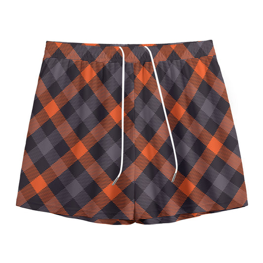 Halloween Buffalo Check Pattern Print Mesh Shorts