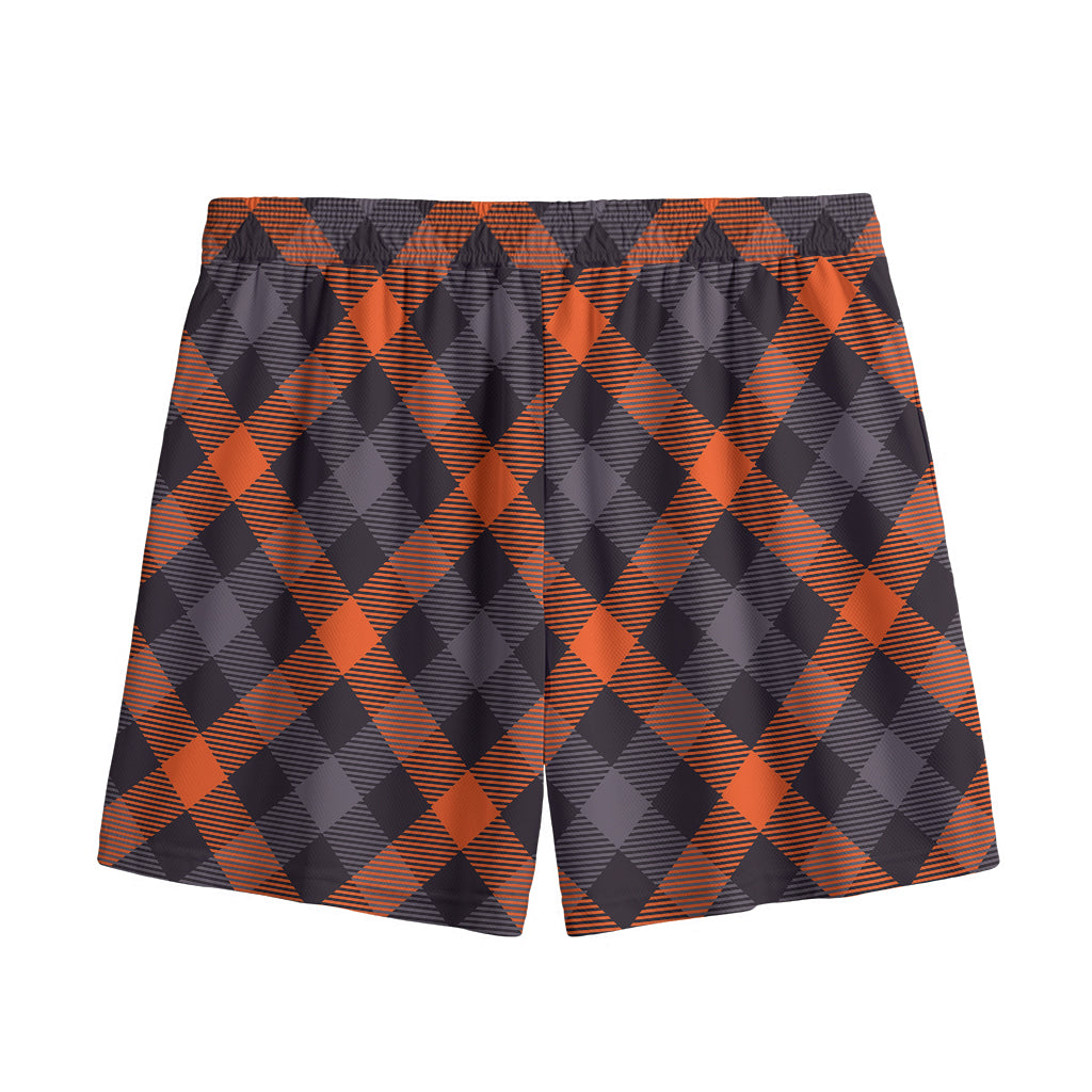 Halloween Buffalo Check Pattern Print Mesh Shorts