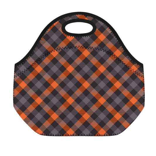 Halloween Buffalo Check Pattern Print Neoprene Lunch Bag