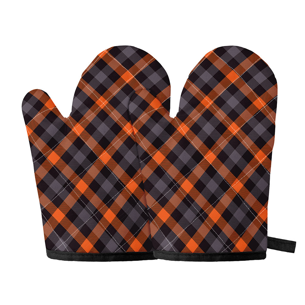 Halloween Buffalo Check Pattern Print Oven Mitts