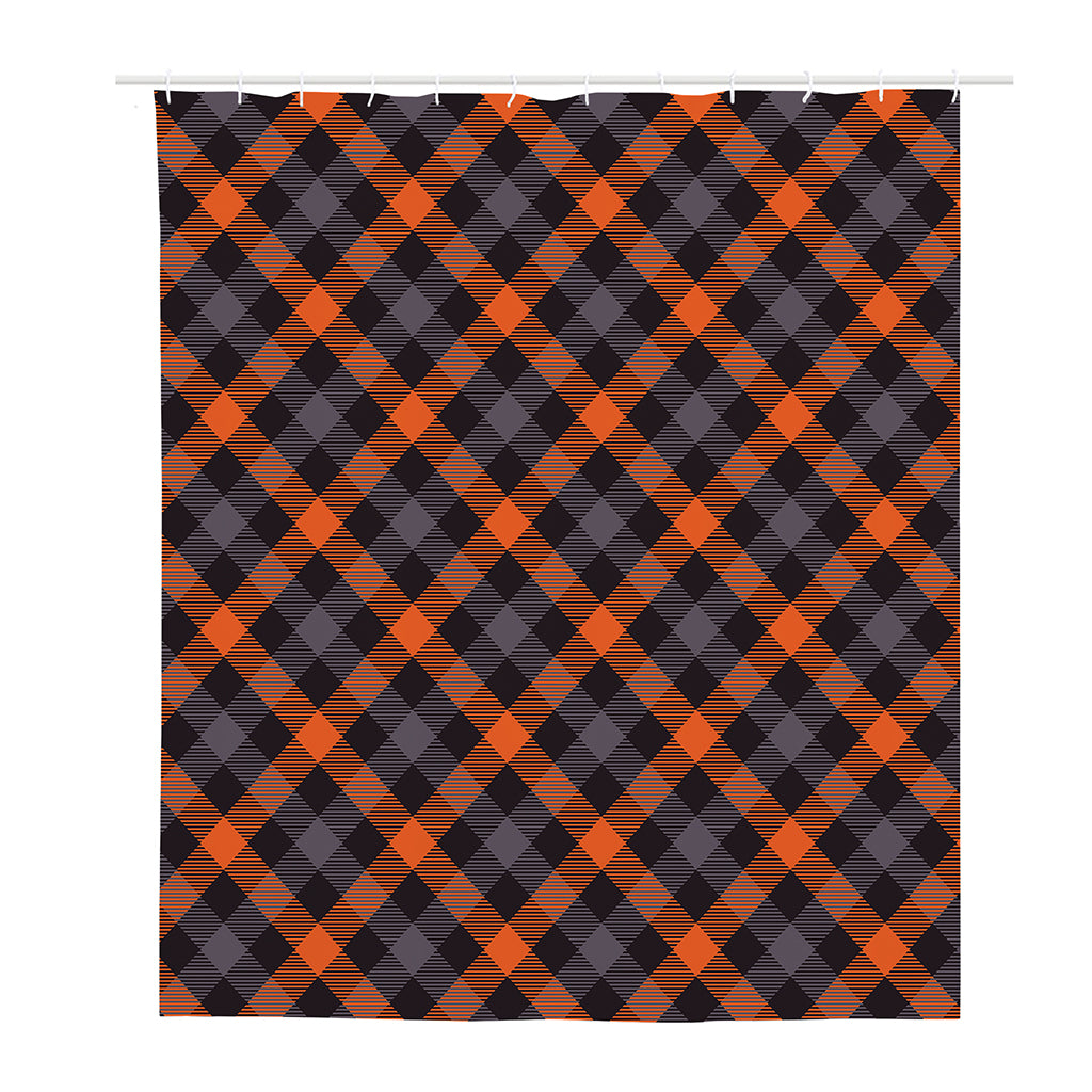 Halloween Buffalo Check Pattern Print Polyester Shower Curtain