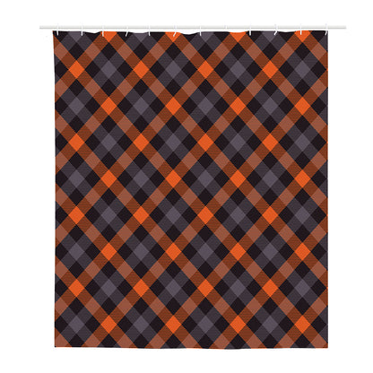 Halloween Buffalo Check Pattern Print Polyester Shower Curtain