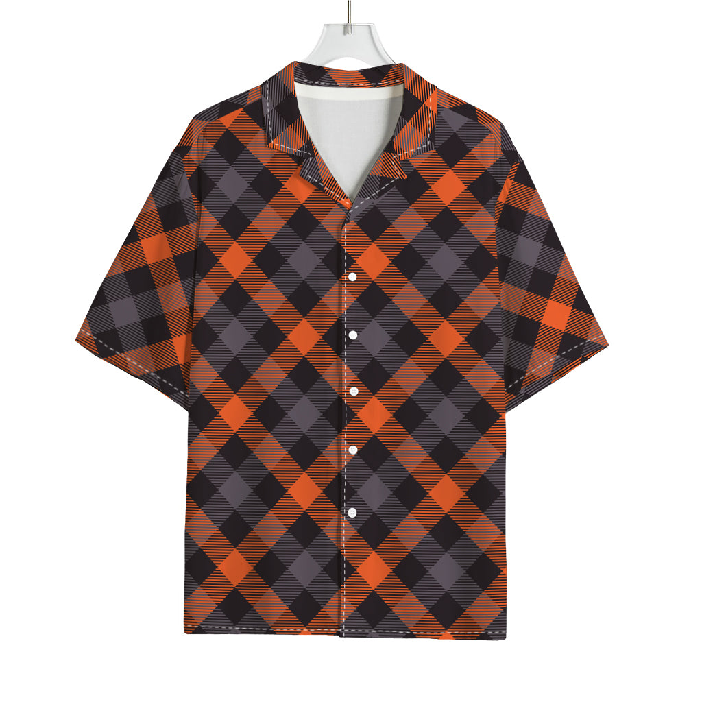 Halloween Buffalo Check Pattern Print Rayon Hawaiian Shirt