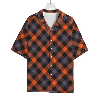 Halloween Buffalo Check Pattern Print Rayon Hawaiian Shirt