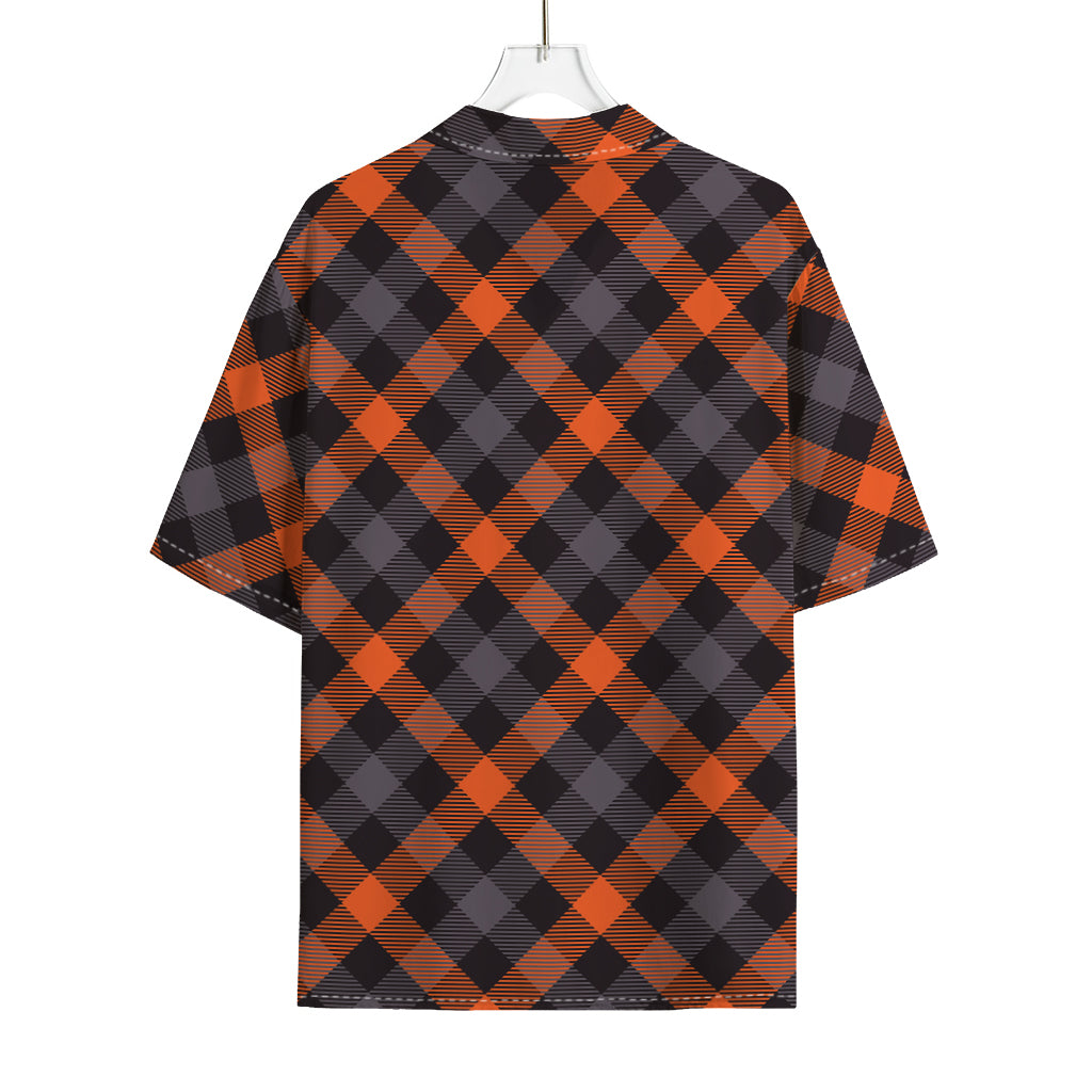 Halloween Buffalo Check Pattern Print Rayon Hawaiian Shirt