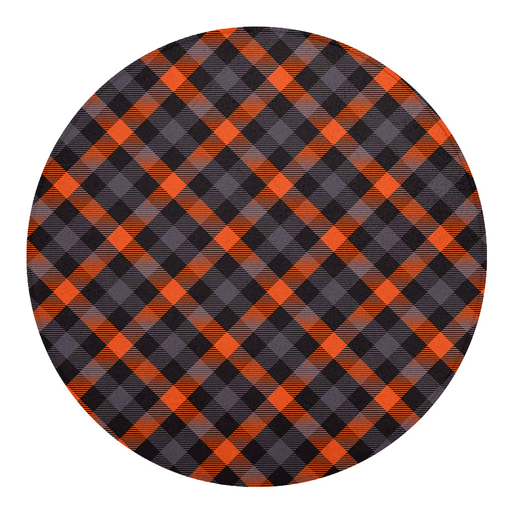 Halloween Buffalo Check Pattern Print Round Blanket