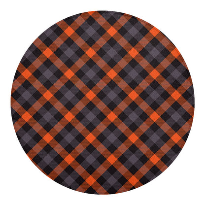 Halloween Buffalo Check Pattern Print Round Blanket