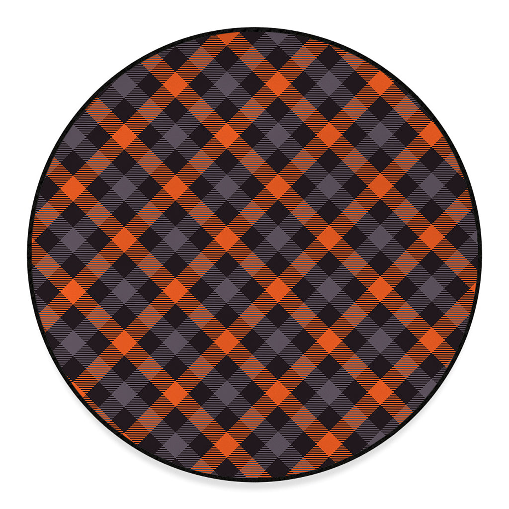 Halloween Buffalo Check Pattern Print Round Floor Mat