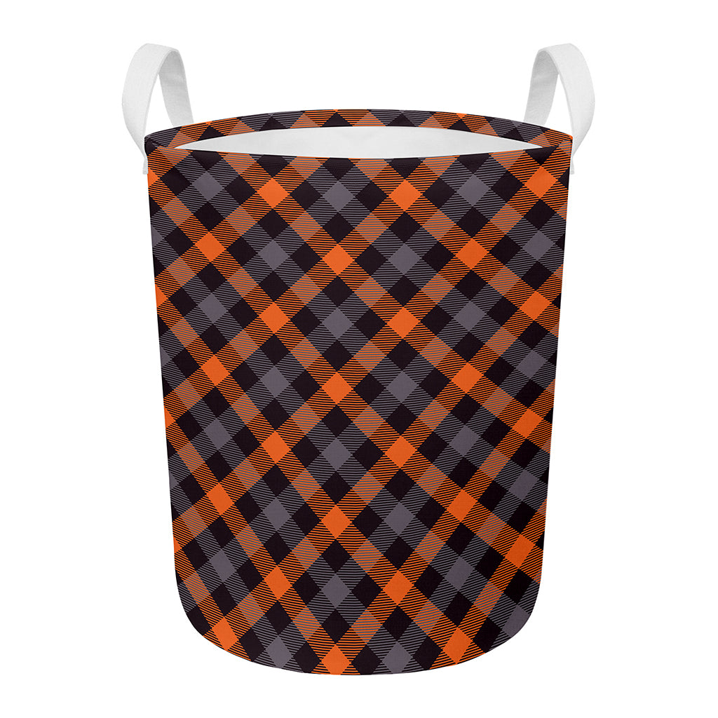 Halloween Buffalo Check Pattern Print Round Laundry Basket