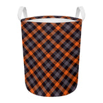 Halloween Buffalo Check Pattern Print Round Laundry Basket