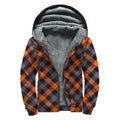 Halloween Buffalo Check Pattern Print Sherpa Lined Zip Up Hoodie