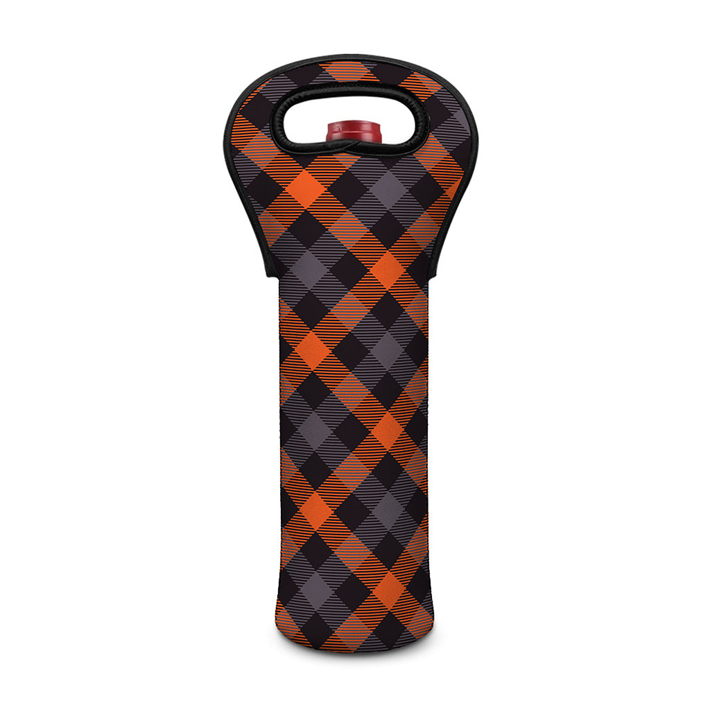 Halloween Buffalo Check Pattern Print Single Neoprene Wine Tote