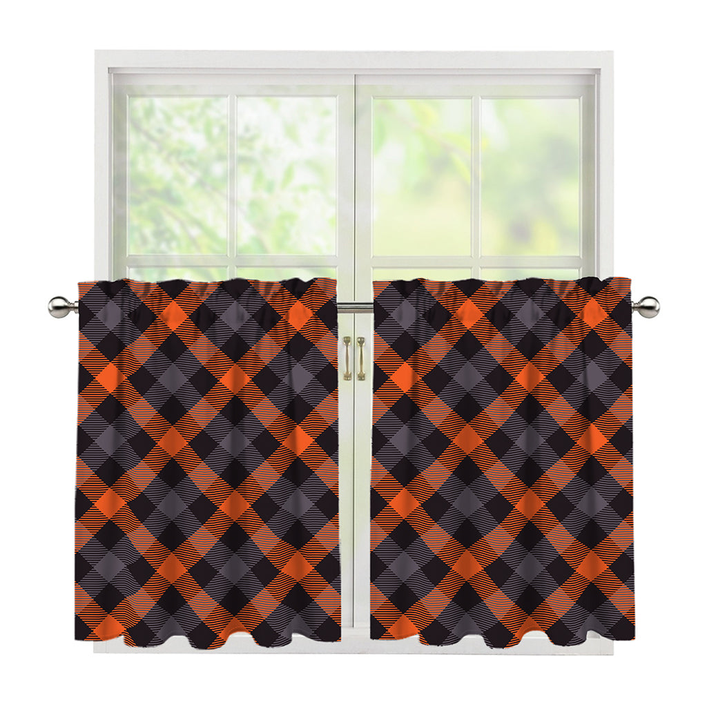 Halloween Buffalo Check Pattern Print Tier Curtains