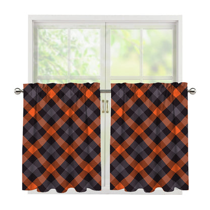 Halloween Buffalo Check Pattern Print Tier Curtains
