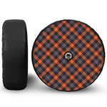 Halloween Buffalo Check Pattern Print Tire Cover With Camera Hole