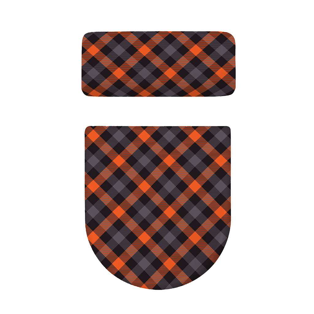 Halloween Buffalo Check Pattern Print Toilet Lid And Tank Cover Set