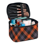 Halloween Buffalo Check Pattern Print Travel Makeup Bag