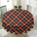 Halloween Buffalo Check Pattern Print Waterproof Round Tablecloth
