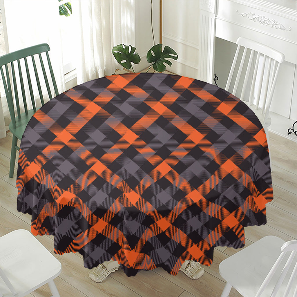 Halloween Buffalo Check Pattern Print Waterproof Round Tablecloth