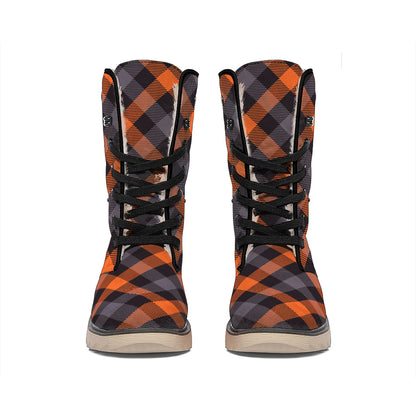 Halloween Buffalo Check Pattern Print Winter Boots