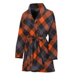 Halloween Buffalo Check Pattern Print Women's Bathrobe