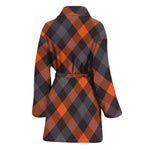 Halloween Buffalo Check Pattern Print Women's Bathrobe