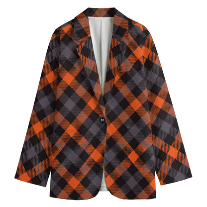 Halloween Buffalo Check Pattern Print Women's Blazer