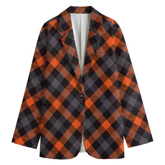 Halloween Buffalo Check Pattern Print Women's Blazer