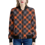 Halloween Buffalo Check Pattern Print Women's Bomber Jacket