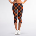 Halloween Buffalo Check Pattern Print Women's Capri Leggings