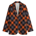 Halloween Buffalo Check Pattern Print Women's Cotton Blazer