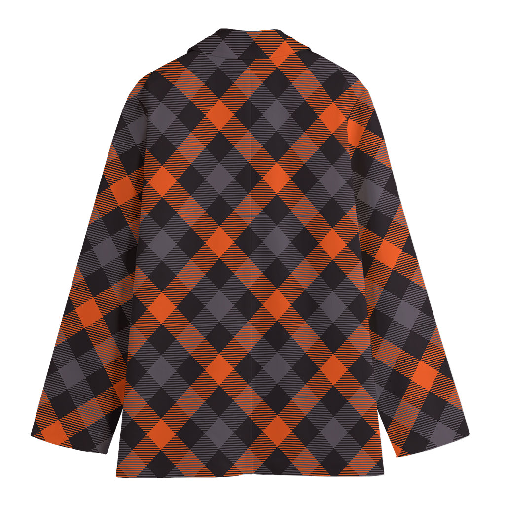 Halloween Buffalo Check Pattern Print Women's Cotton Blazer