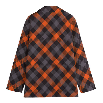 Halloween Buffalo Check Pattern Print Women's Cotton Blazer