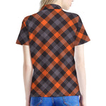 Halloween Buffalo Check Pattern Print Women's Polo Shirt
