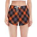 Halloween Buffalo Check Pattern Print Women's Split Running Shorts
