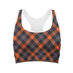 Halloween Buffalo Check Pattern Print Women's Sports Bra