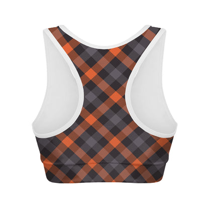 Halloween Buffalo Check Pattern Print Women's Sports Bra