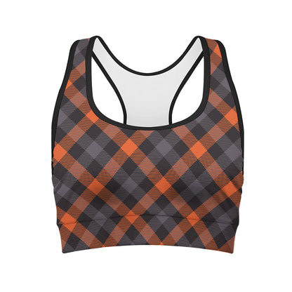 Halloween Buffalo Check Pattern Print Women's Sports Bra