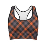 Halloween Buffalo Check Pattern Print Women's Sports Bra